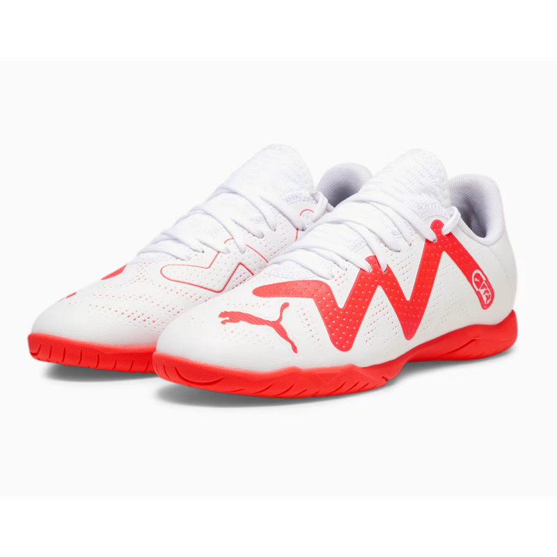 Puma Future Play IT Junior Fussballhallenschuhe, weiss/rot