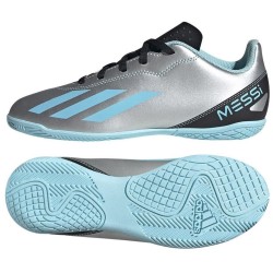 Adidas X Crazyfast.4 IN Junior "Messi" Fussballhallenschuh, silber/blau