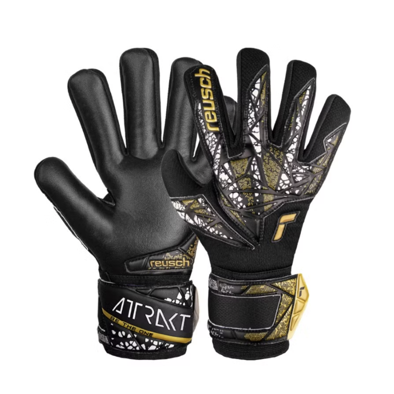 Reusch Attrakt Silver NC Finger Support Junior Torwarthandschuh, schwarz/gold