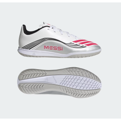 Adidas F50 Club Messi IN Junior Fussballhallenschuh, weiss/silber